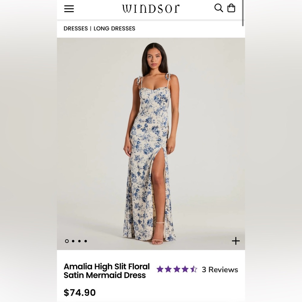 Windsor high slit floral satin dress - NWT - size M